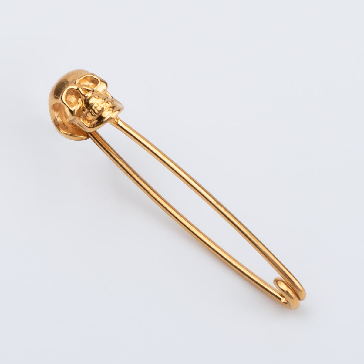 Skull Safety Pin – Gold-Plated Sterling Silver Gothic Earring & Brooch