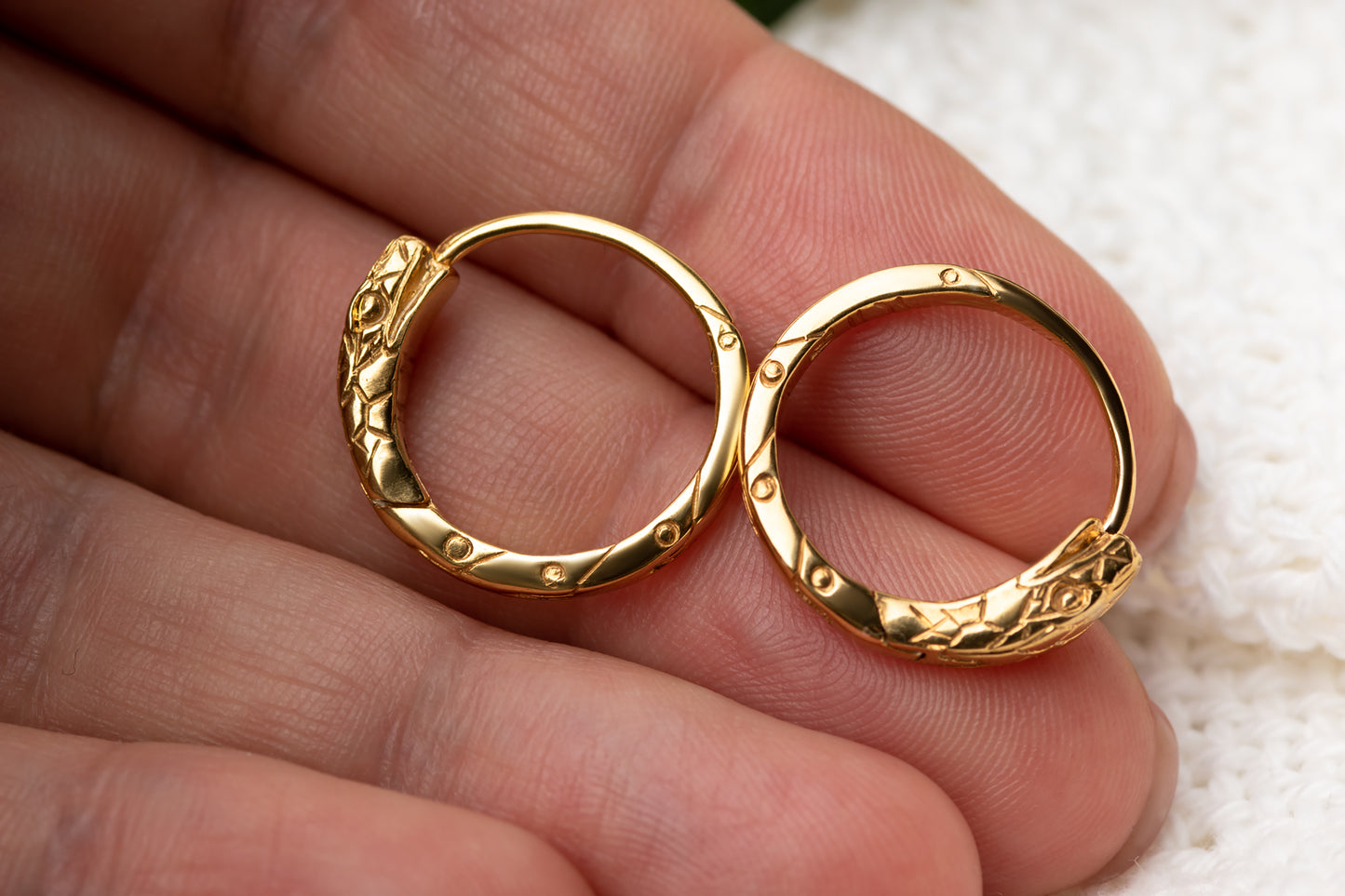 Gold-Plated Ouroboros Sterling Silver Earrings – EK009spg