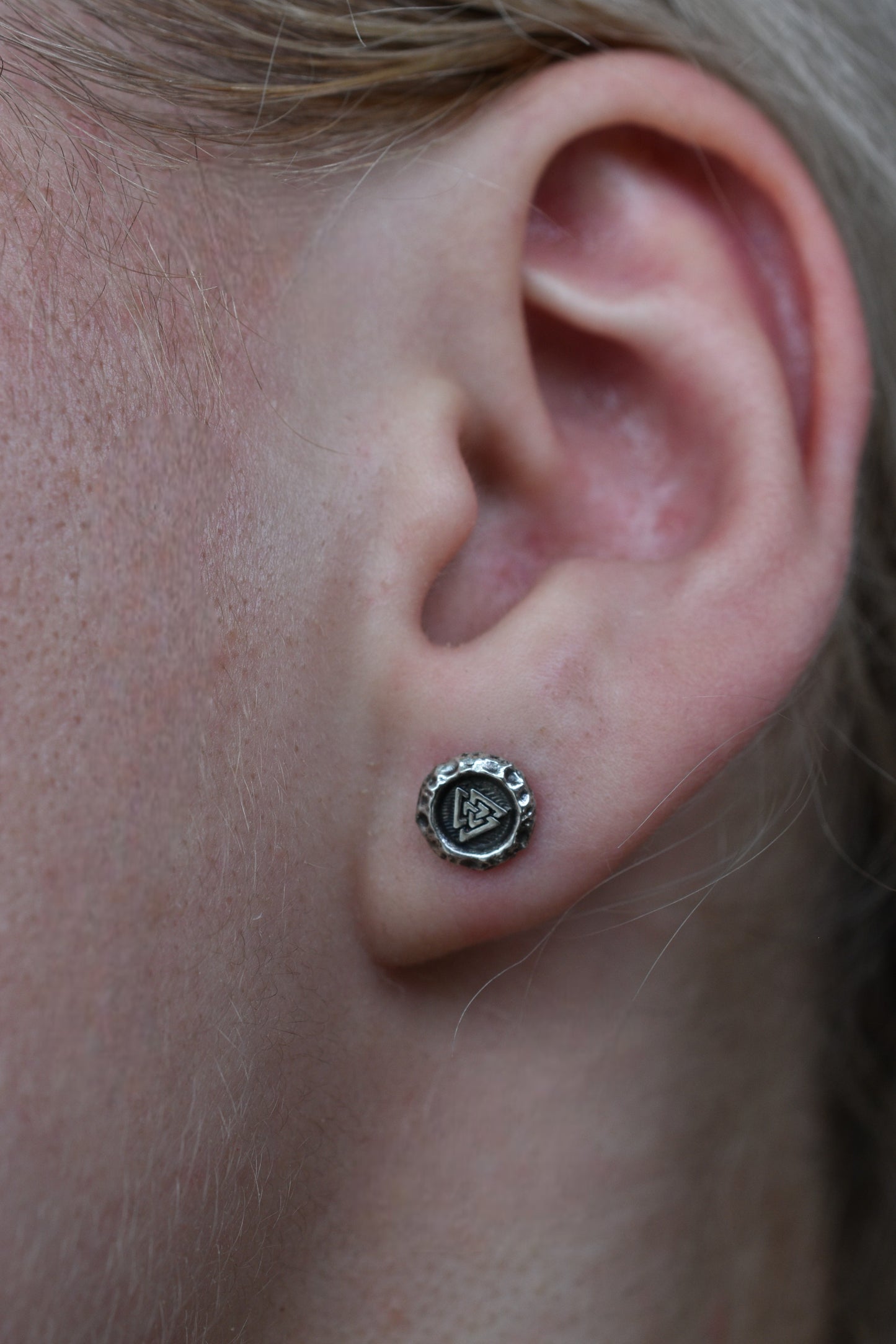 Valknut - Silver stud earrings unisex EK136s-2