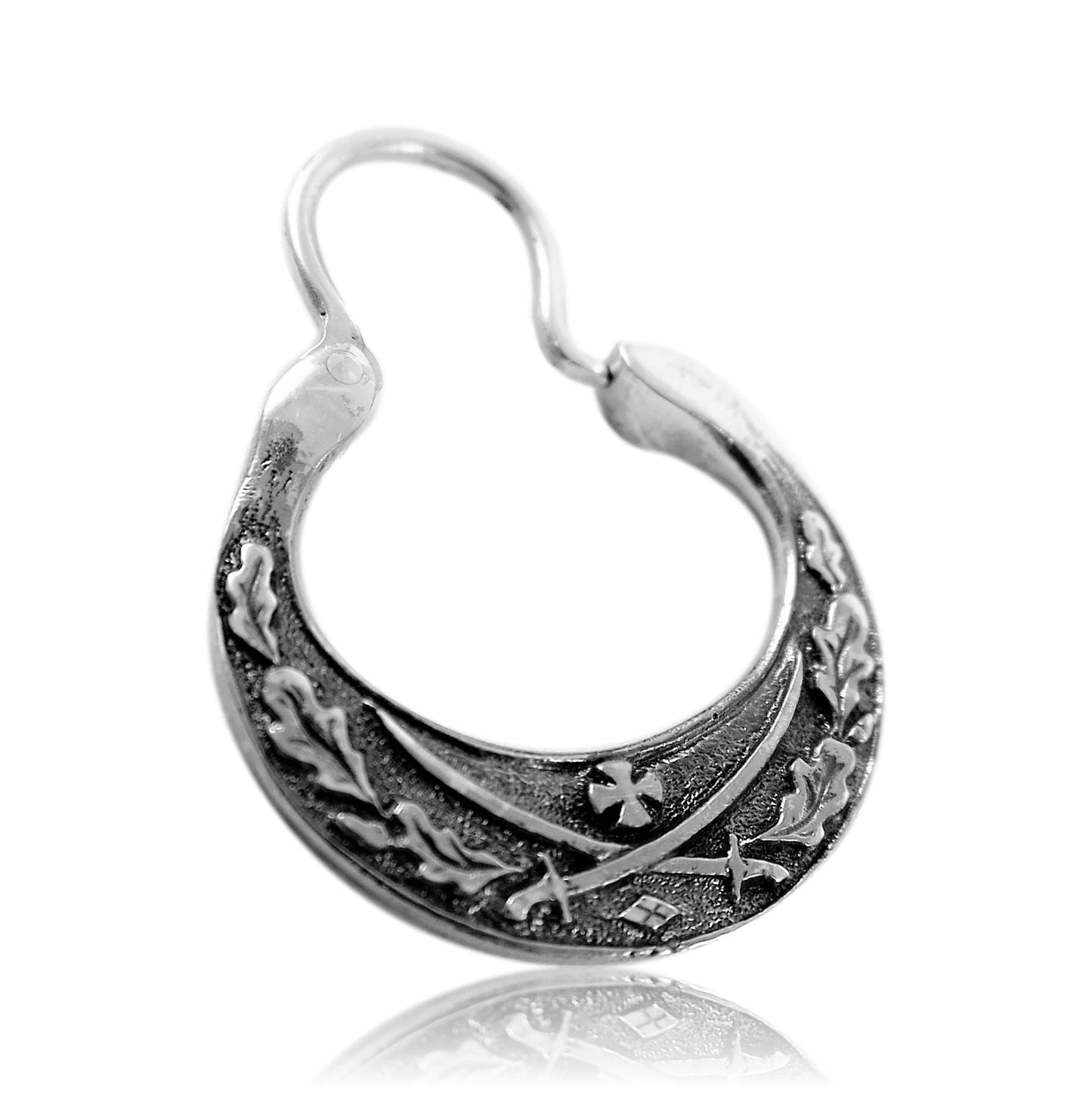 Sterling Silver Cossack Earring for Men – 18x21mm Handmade
