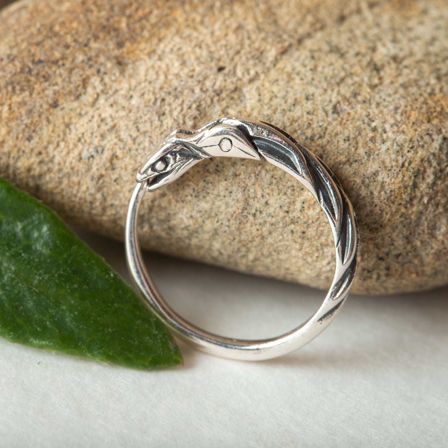 Small Sterling Silver Ouroboros Hoop Earrings – 15mm Handmade