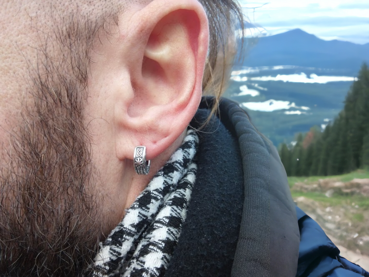 Celtic Viking Huggie Hoop Earrings – Sterling Silver Handmade