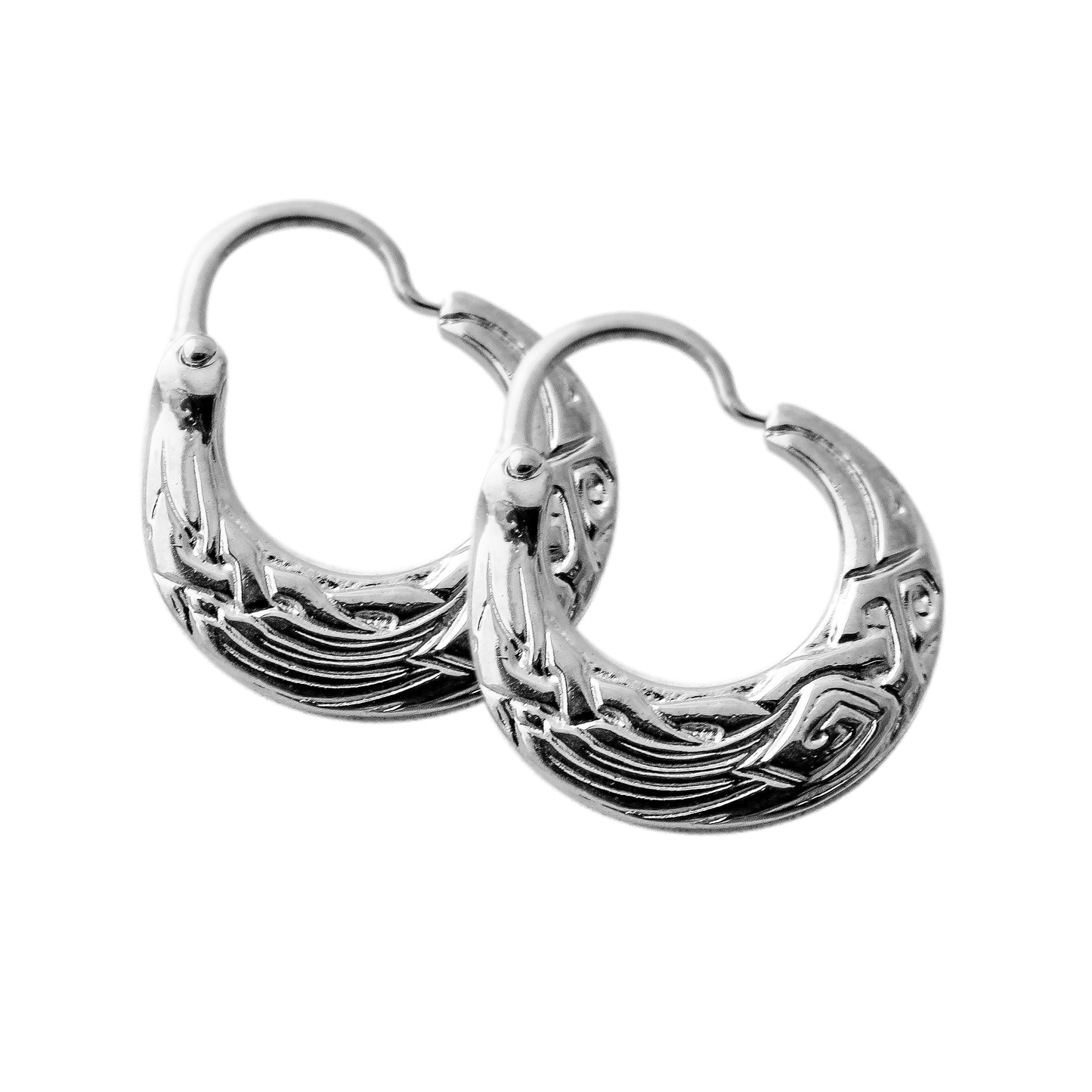 Mens huggie earrings Raven Corvus Celtic Irish viking jewelry