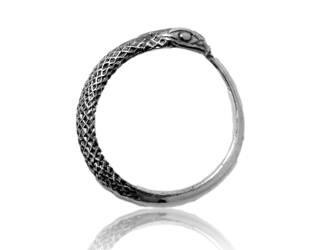 Ouroboros Sterling Silver Ring – Unique Handmade Unisex Design RK004s