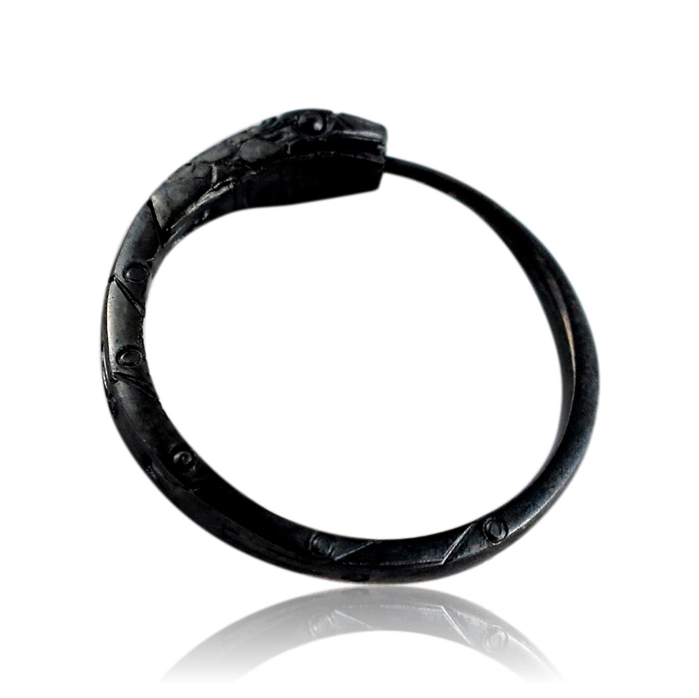 Black Ouroboros Hoop Earrings Sterling Silver 22mm – Oxidized Handmade – EK010sd