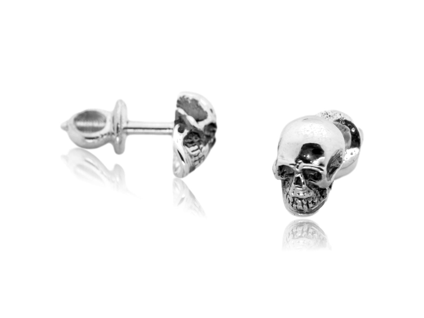 Skull earrings sterling silver small studs
