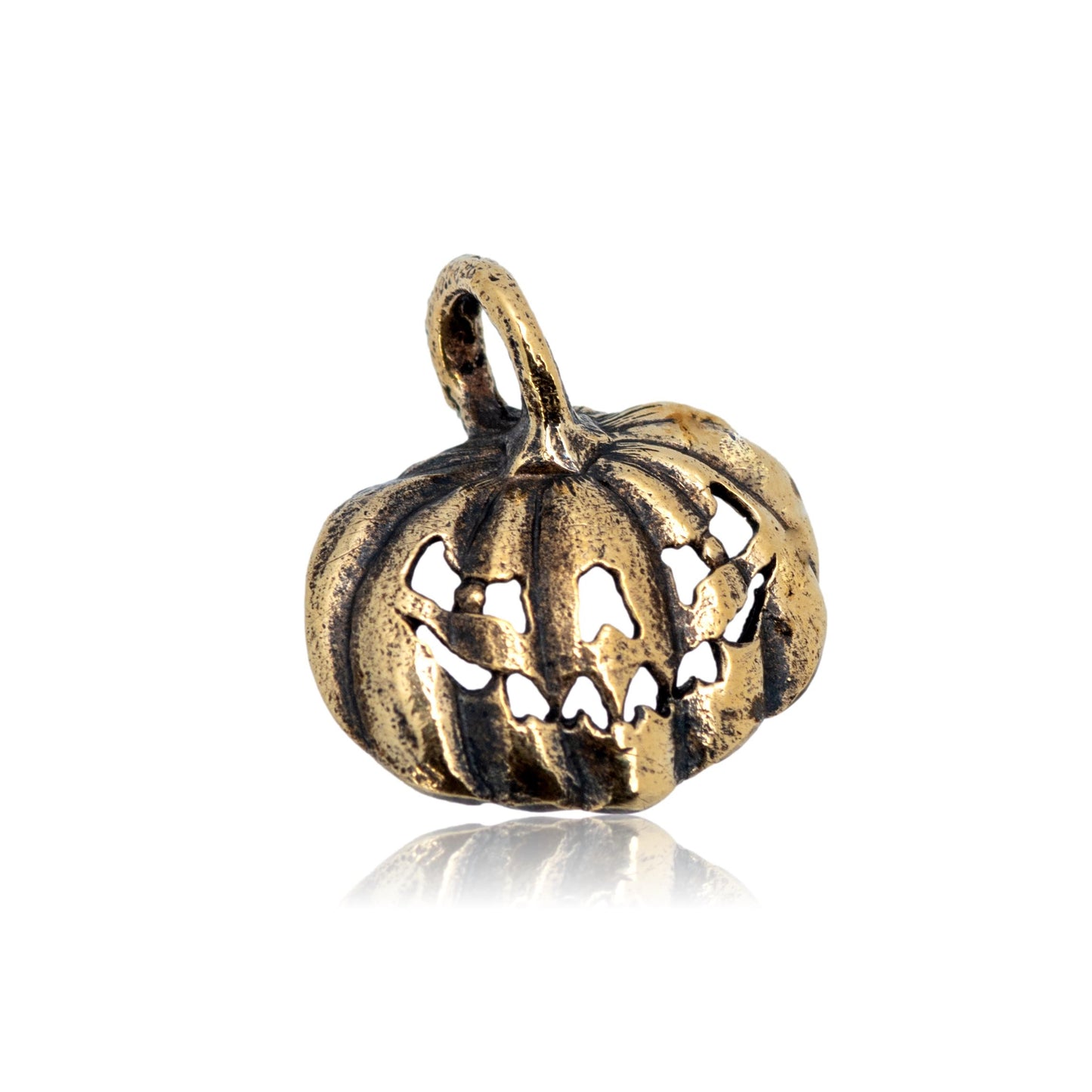 Pumpkin pendant bronze Jack-o-Lantern charm