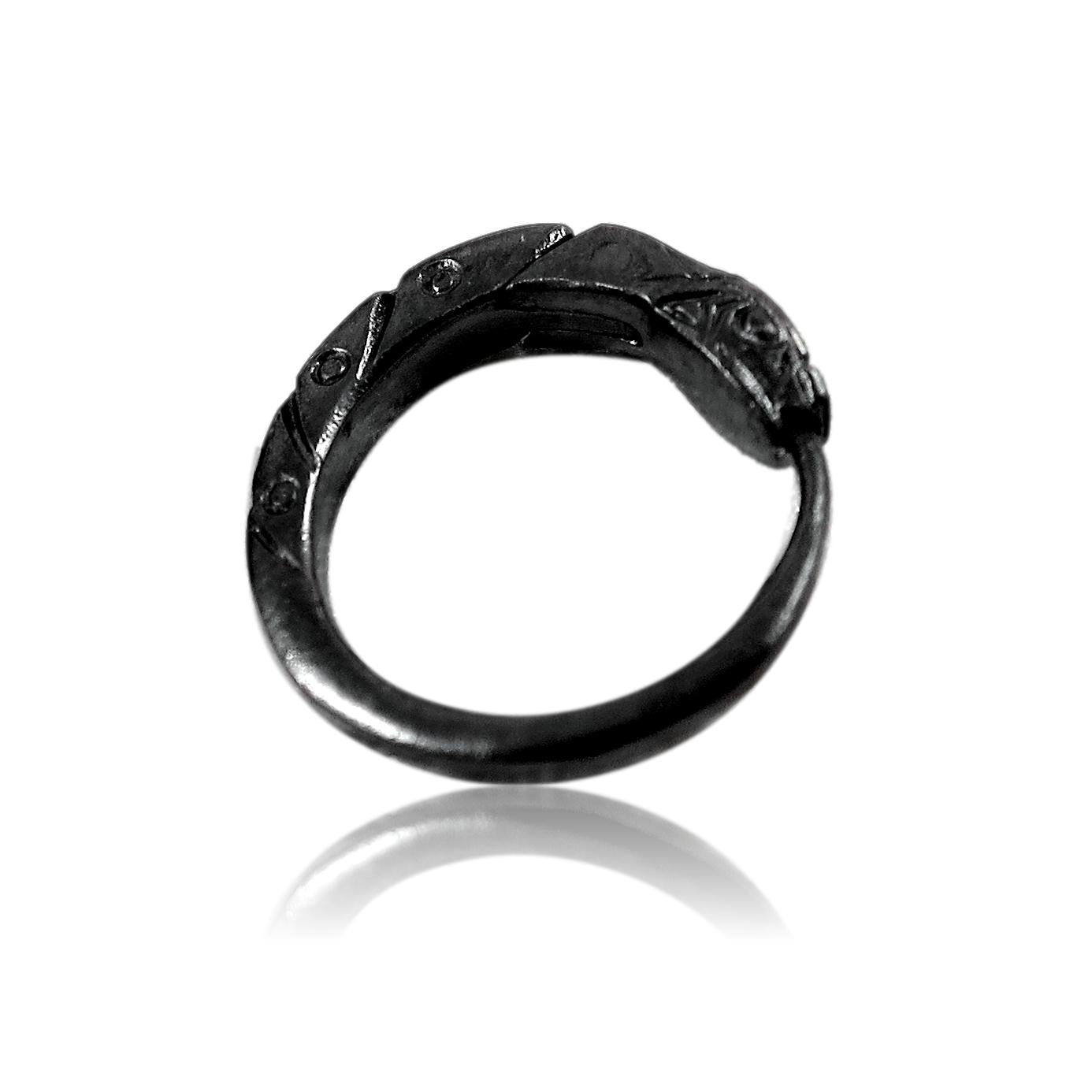 Black hoop earrings ouroboros sterling silver