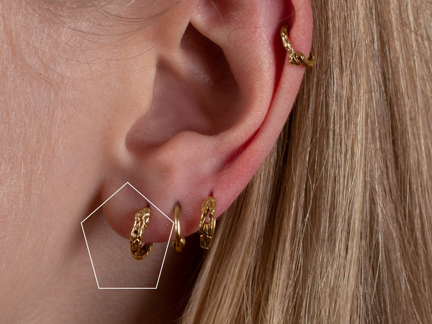 Huggie hoop earrings ouroboros gold plated silver