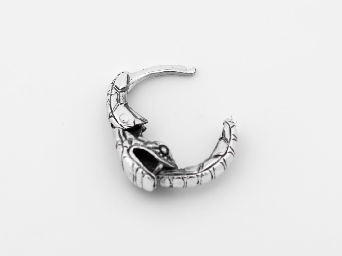 Septum ring ouroboros Huggie hoop sterling silver