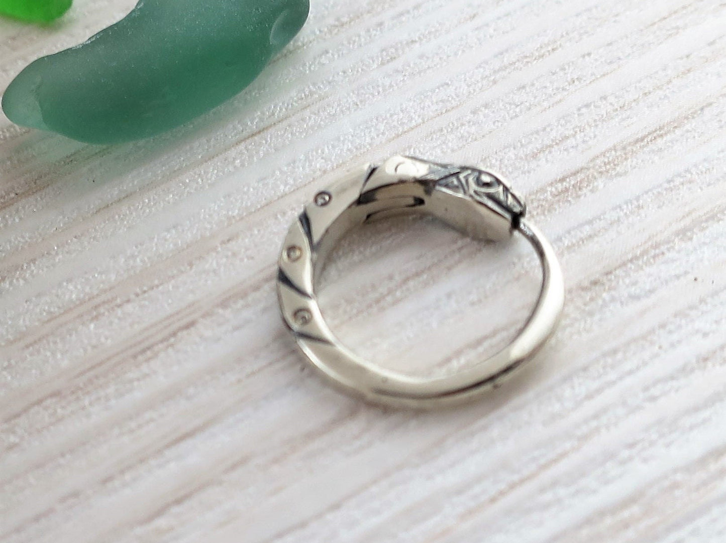 Small hoop earrings Ouroboros sterling silver