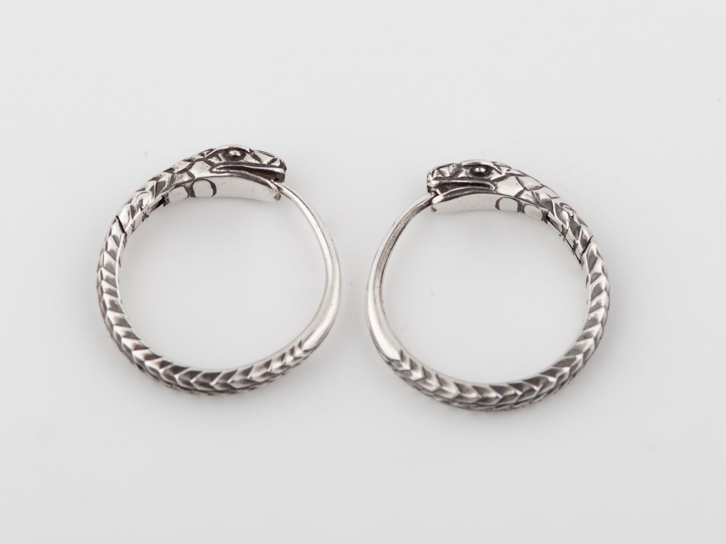 Snake earrings Ouroboros trendy hoop earrings sterling silver