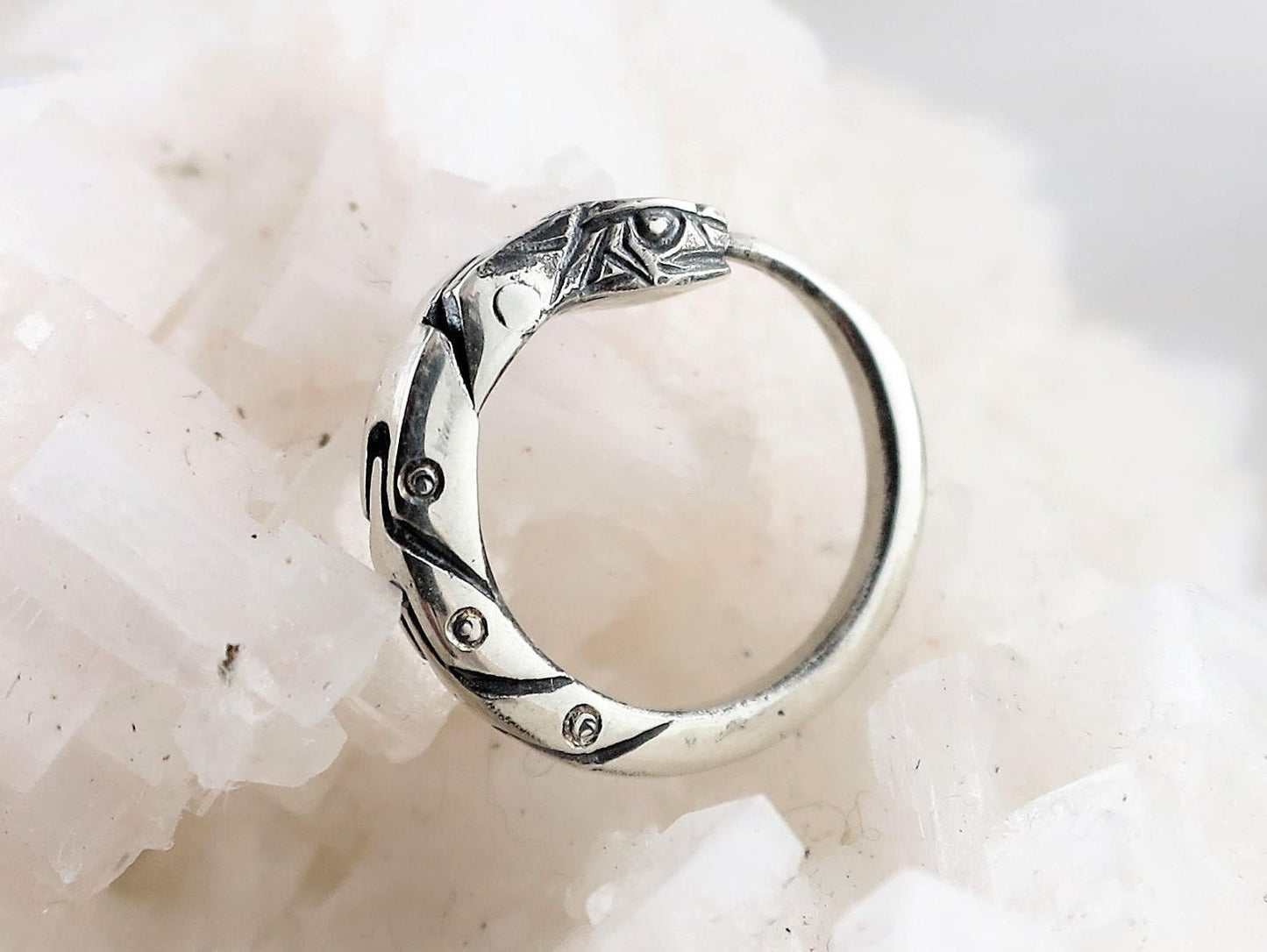 Small hoop earrings Ouroboros sterling silver