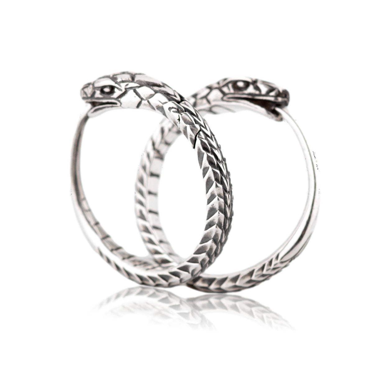 Snake earrings Ouroboros trendy hoop earrings sterling silver