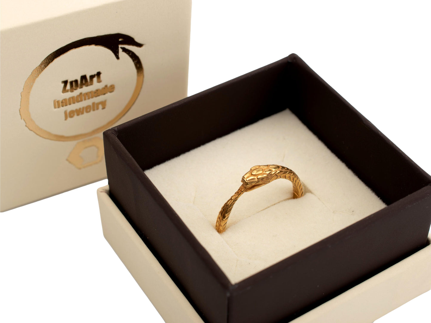 Snake ouroboros ring sterling silver plated gold RK001SPG