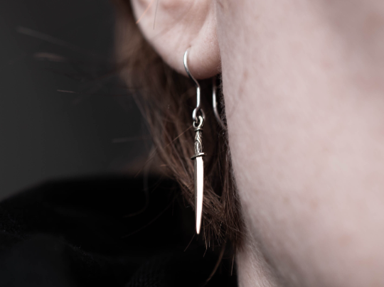 Scythian Sword Earrings in Sterling Silver — Pair