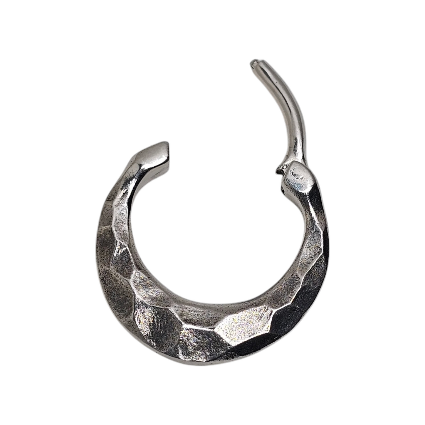Valknut Septum Ring – Hammered Sterling Silver | Norse Earring | EK131s