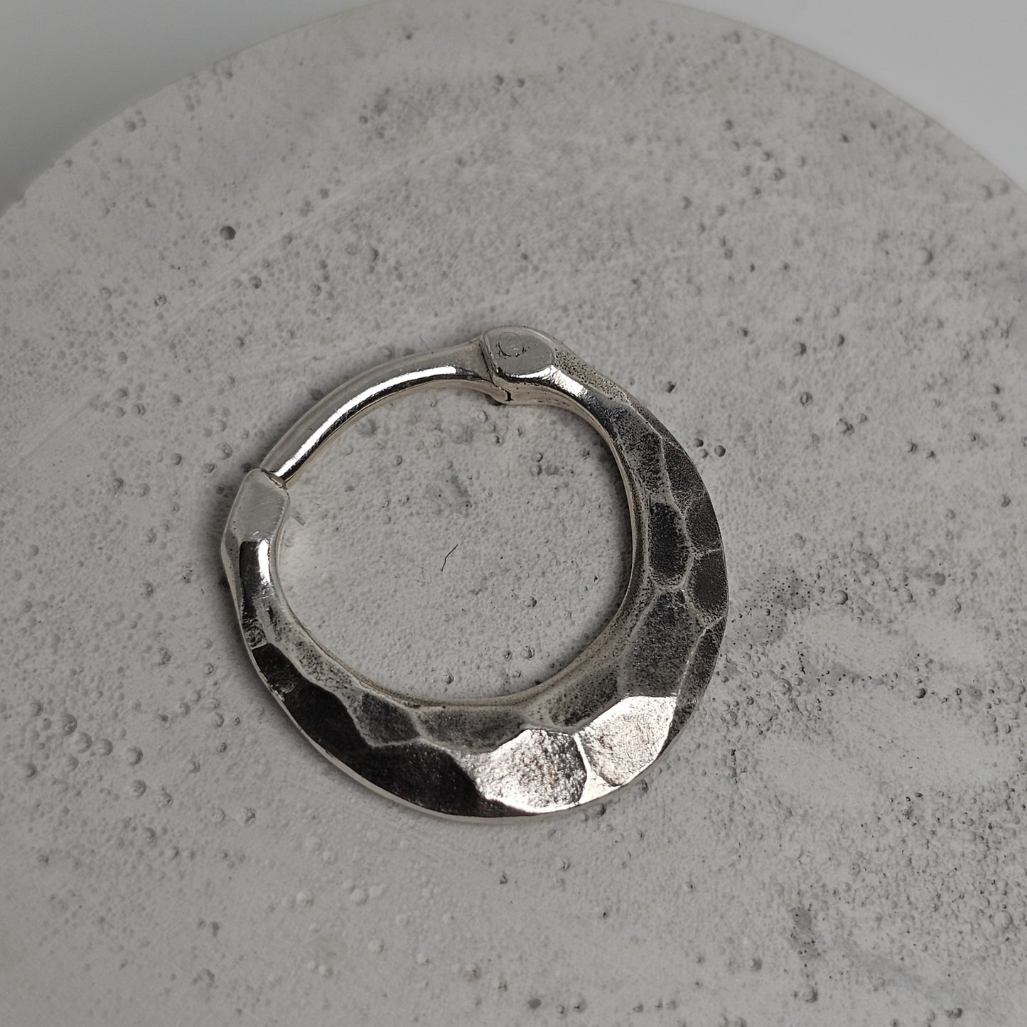 Skull Septum Ring – Hammered Sterling Silver | Gothic Earring | EK133s