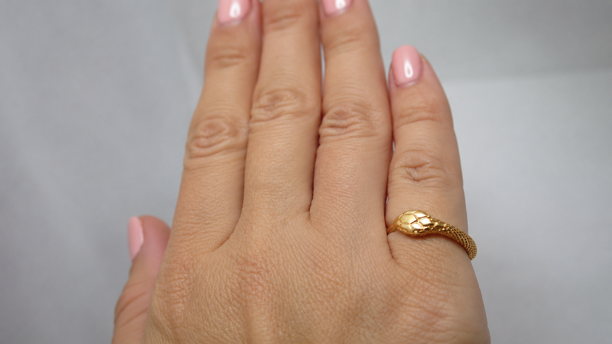 Ouroboros Gold plated Sterling Silver Ring unisex unique design RK004spg