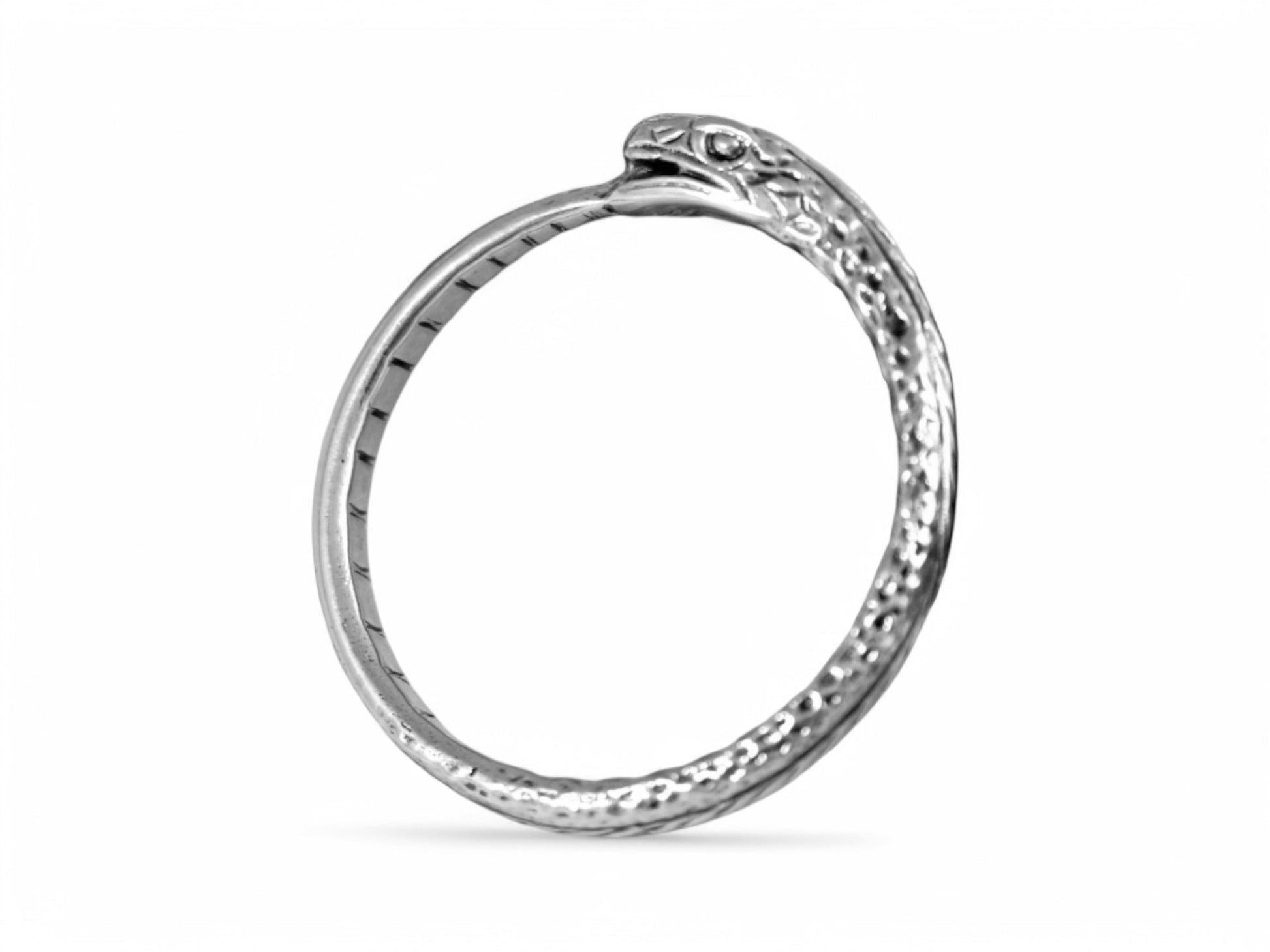 ouroboros forged sterling silver wide band ring RK006s