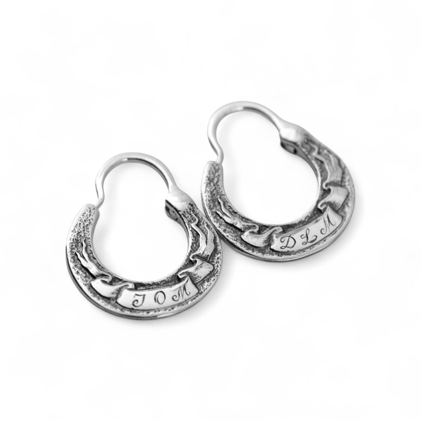 Men's Winged Heart Earring - Sterling Silver - Small Mono Earring - EK016s-1