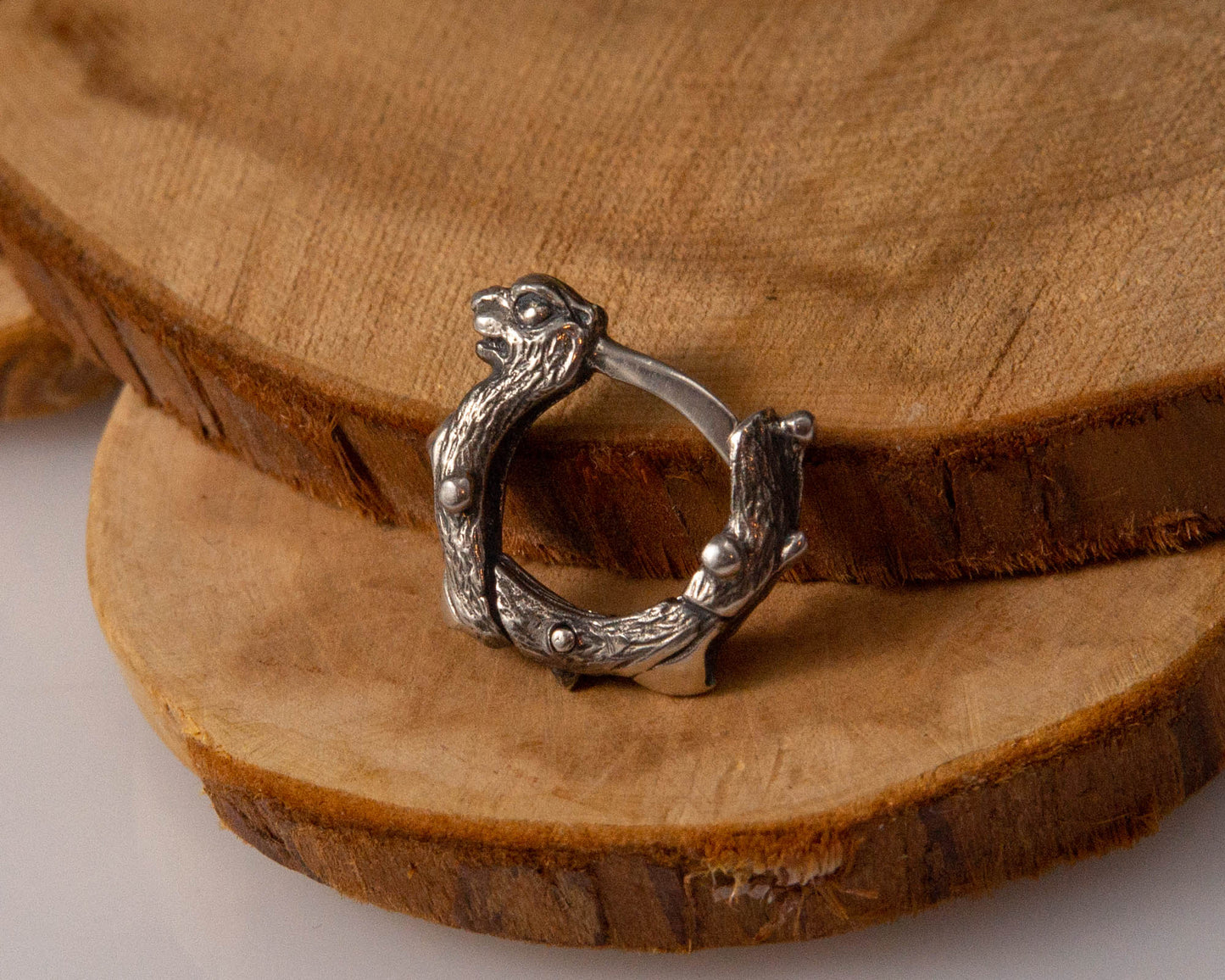 Huggie hoop earrings Dragon sterling silver