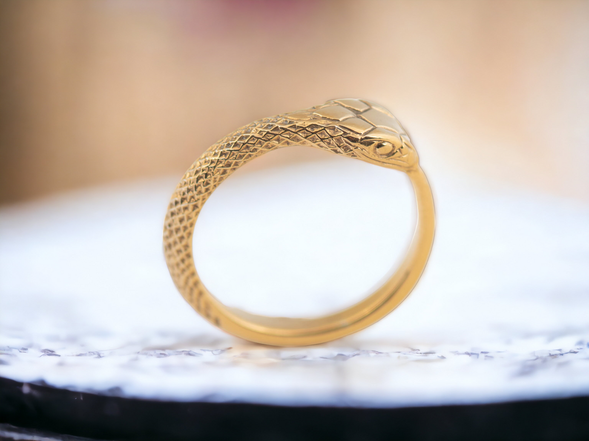 Ouroboros Gold plated Sterling Silver Ring unisex unique design RK004spg