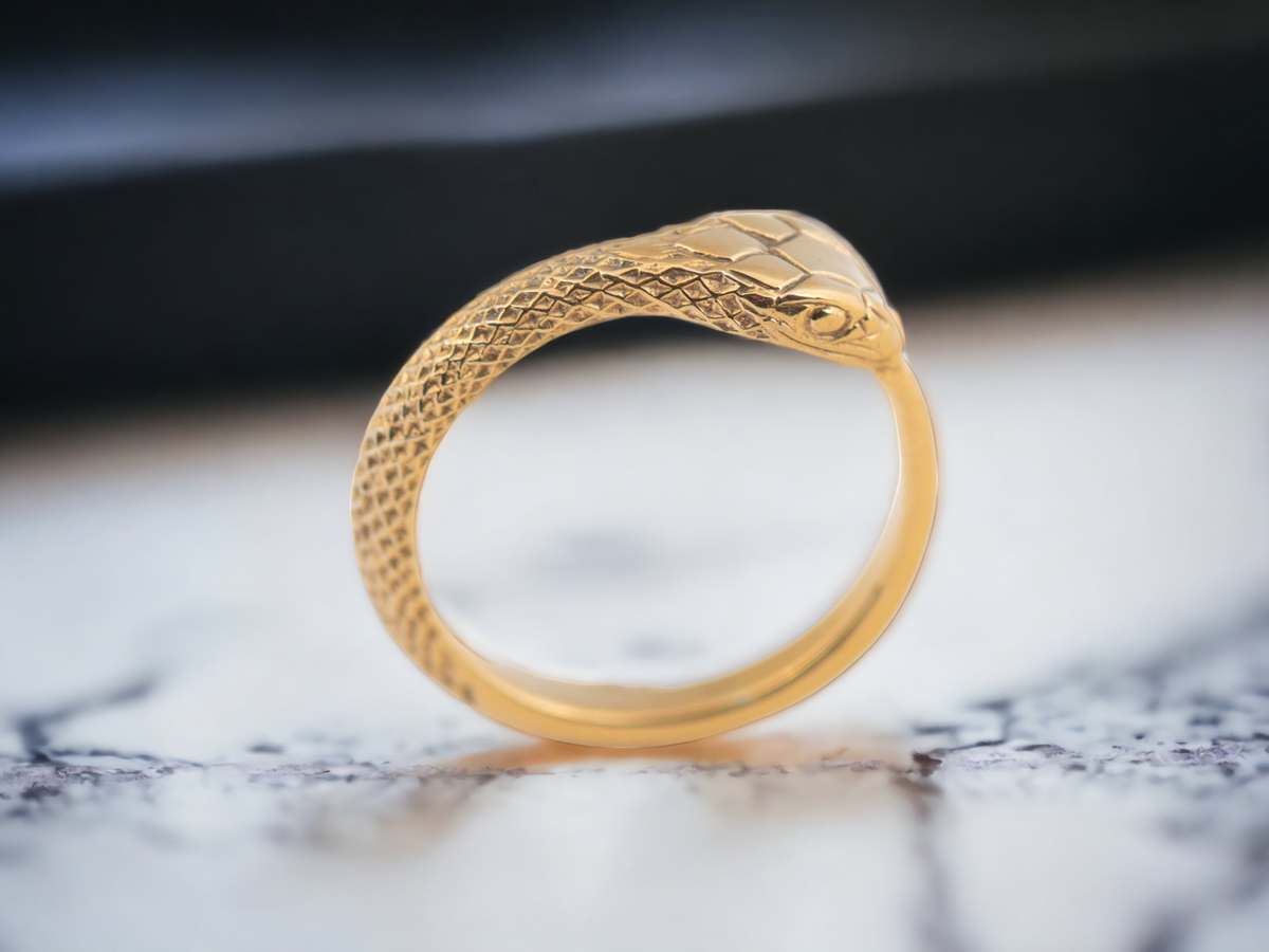 Ouroboros Gold plated Sterling Silver Ring unisex unique design RK004spg