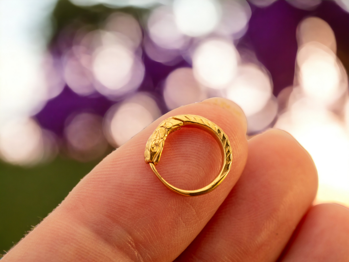 Gold-Plated Ouroboros Huggie Earring – 12mm Sterling Silver – EK002spg