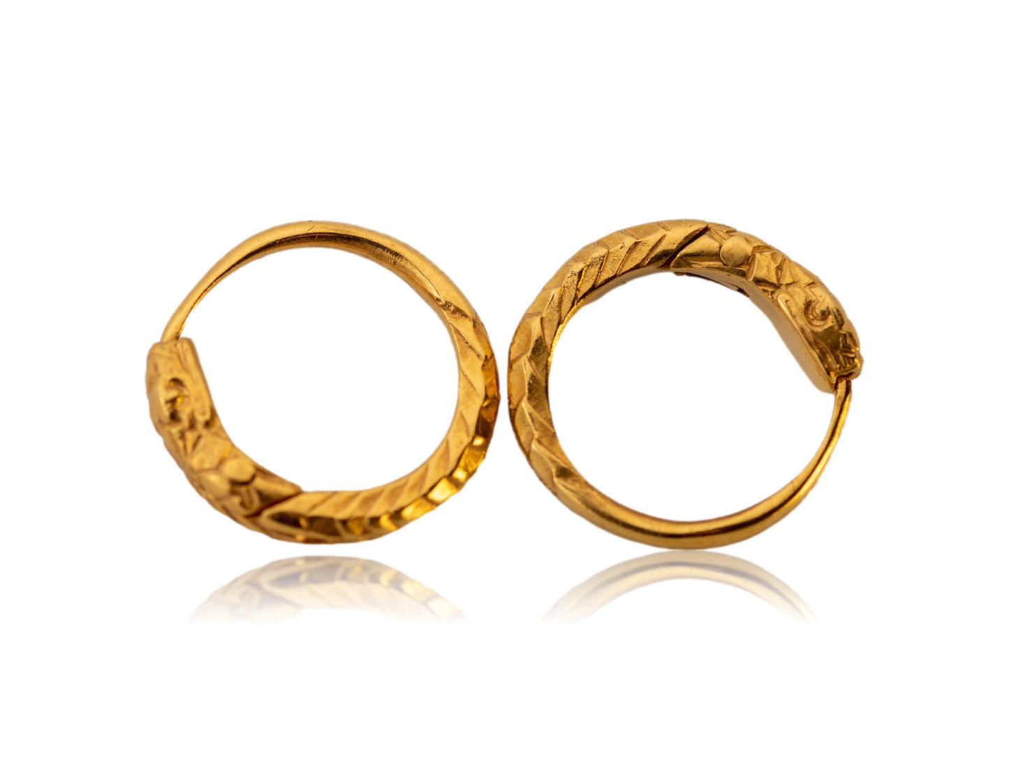 Gold-Plated Ouroboros Huggie Earring – 12mm Sterling Silver – EK002spg