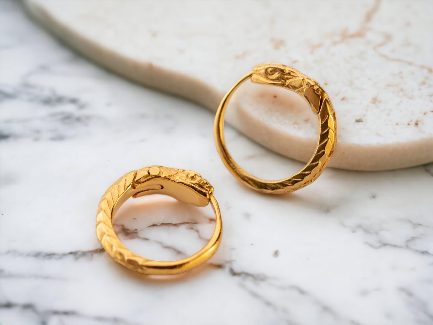 Gold-Plated Ouroboros Huggie Earring – 12mm Sterling Silver – EK002spg