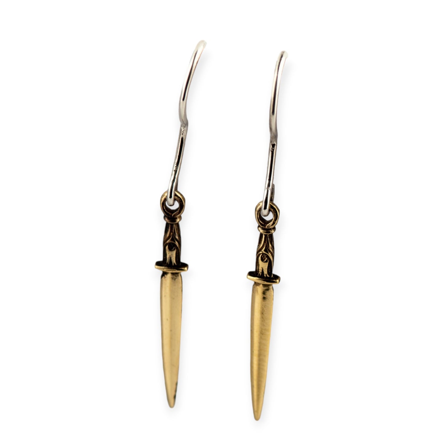Scythian Sword Earrings in Bronze — Pair