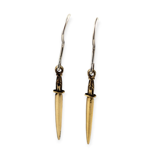 Scythian Sword Earrings in Bronze — Pair