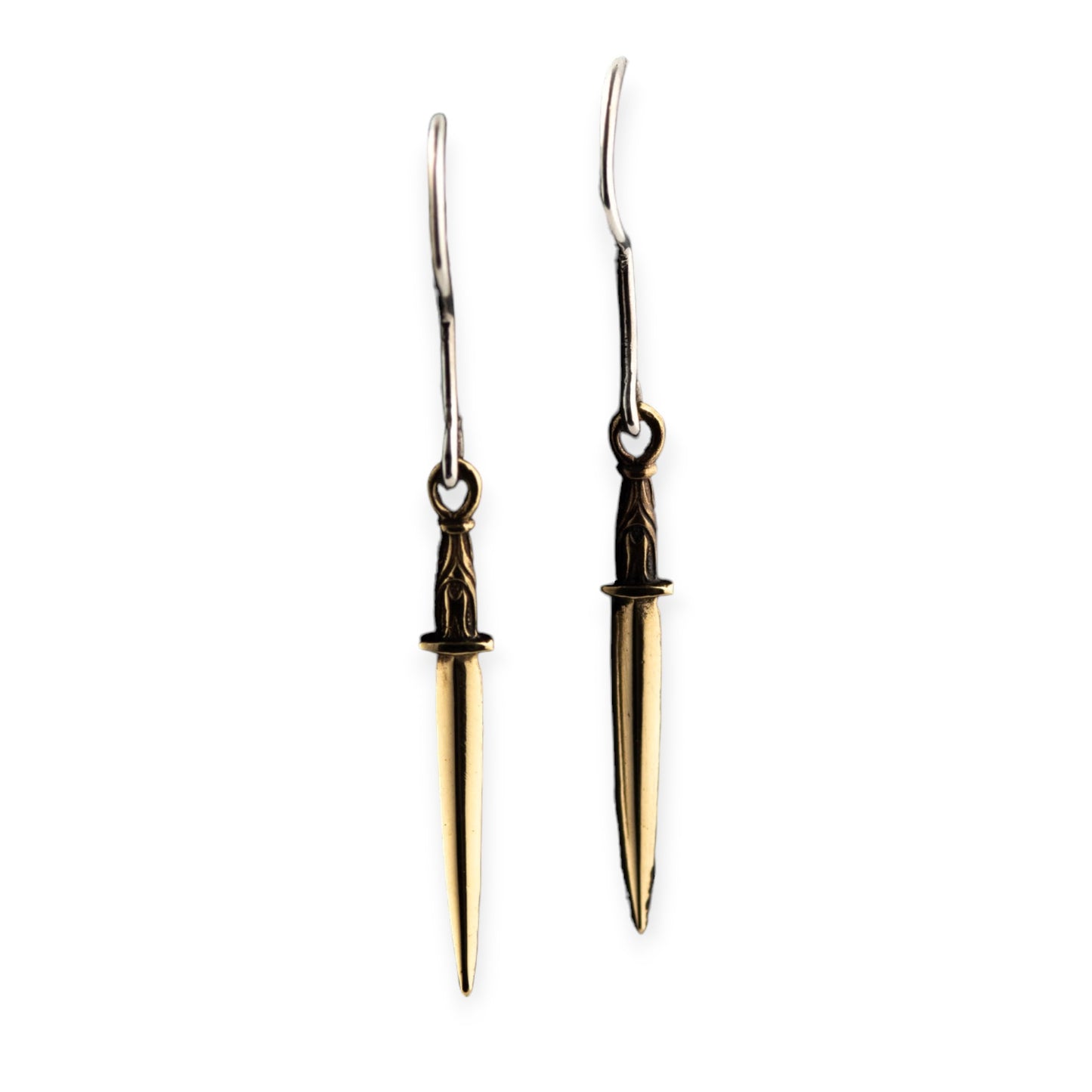 Scythian Sword Earrings in Bronze — Pair