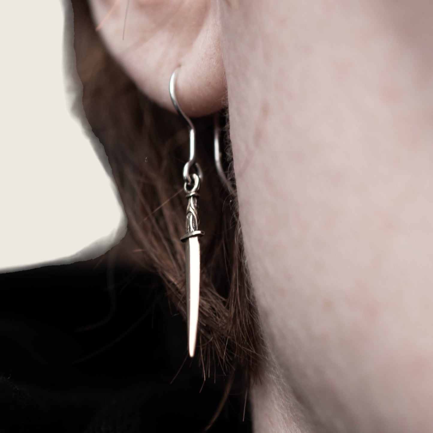 Scythian Sword Earrings in Bronze — Pair