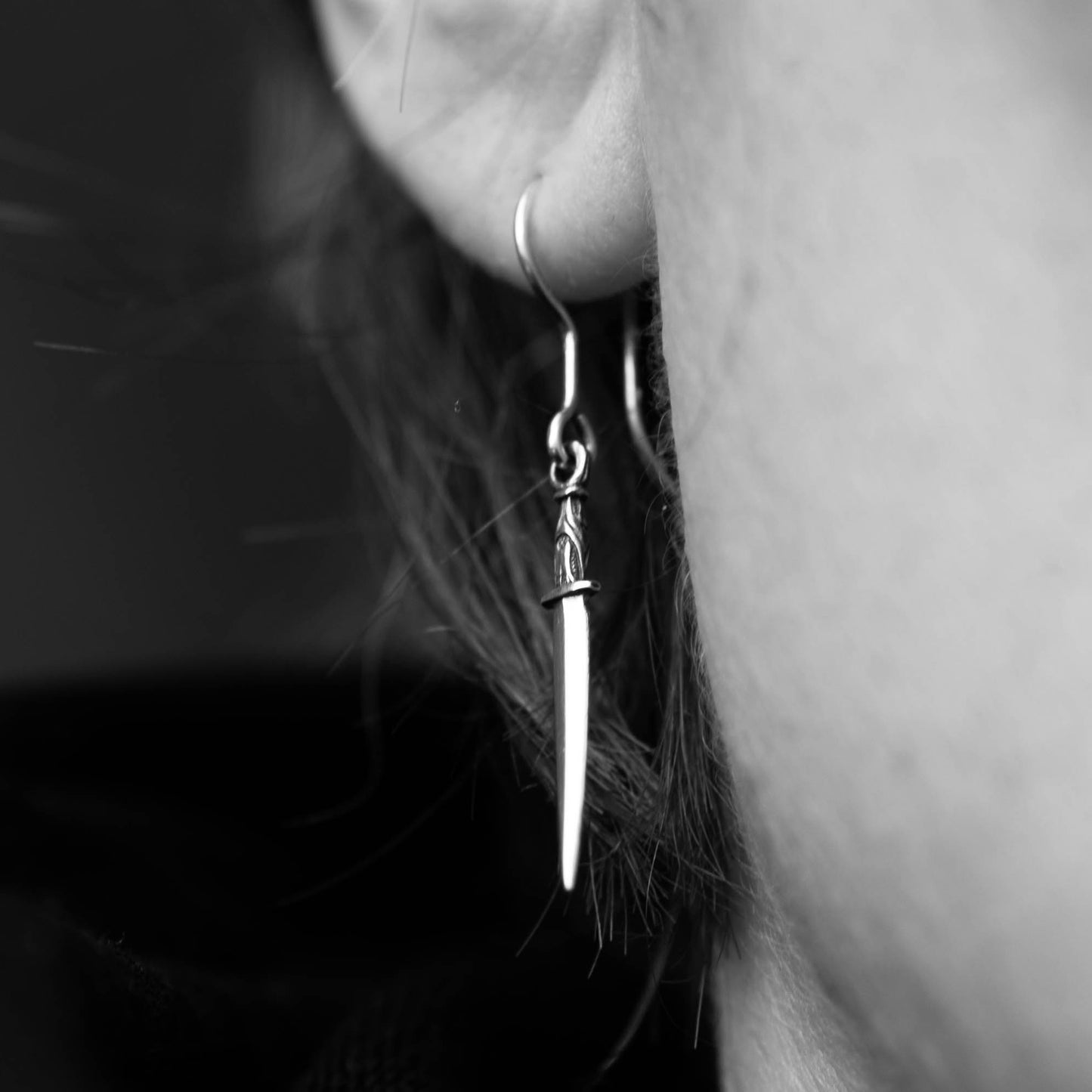 Scythian Sword Earrings in Sterling Silver — Pair