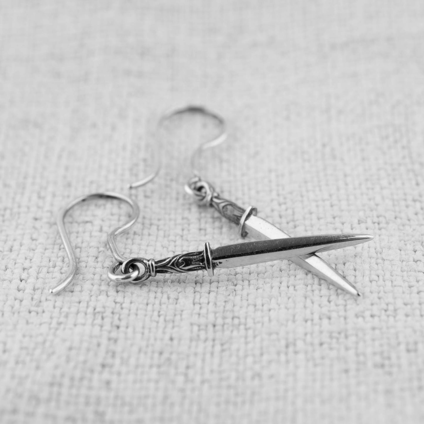 Scythian Sword Earrings in Sterling Silver — Pair