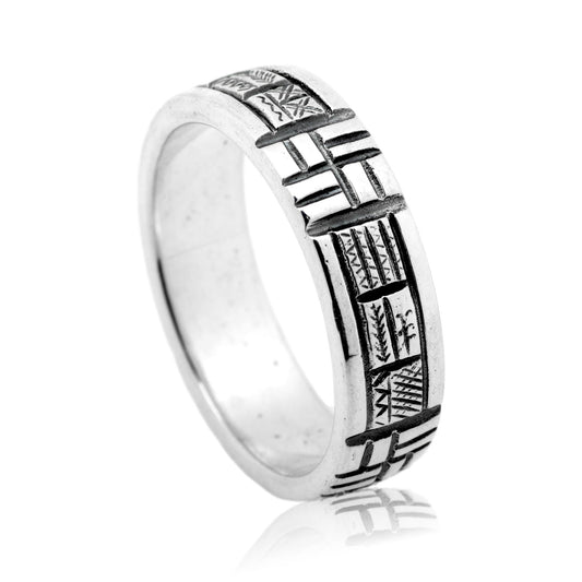 Ancient Calendar Ethnic ring sterling silver