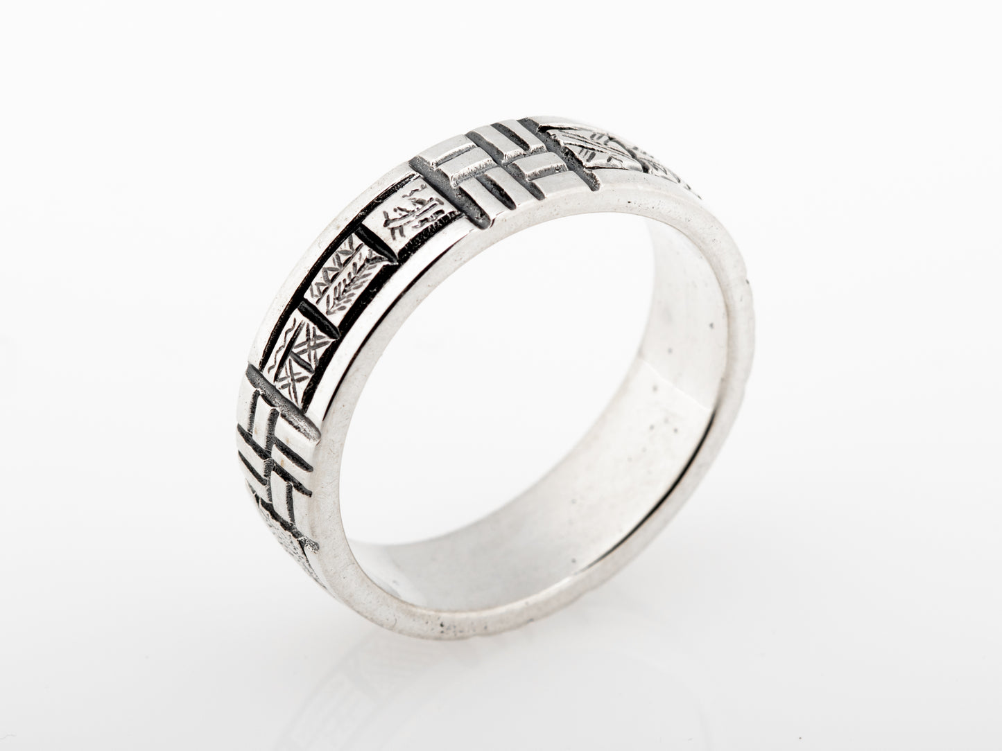 Ancient Calendar Ethnic ring sterling silver