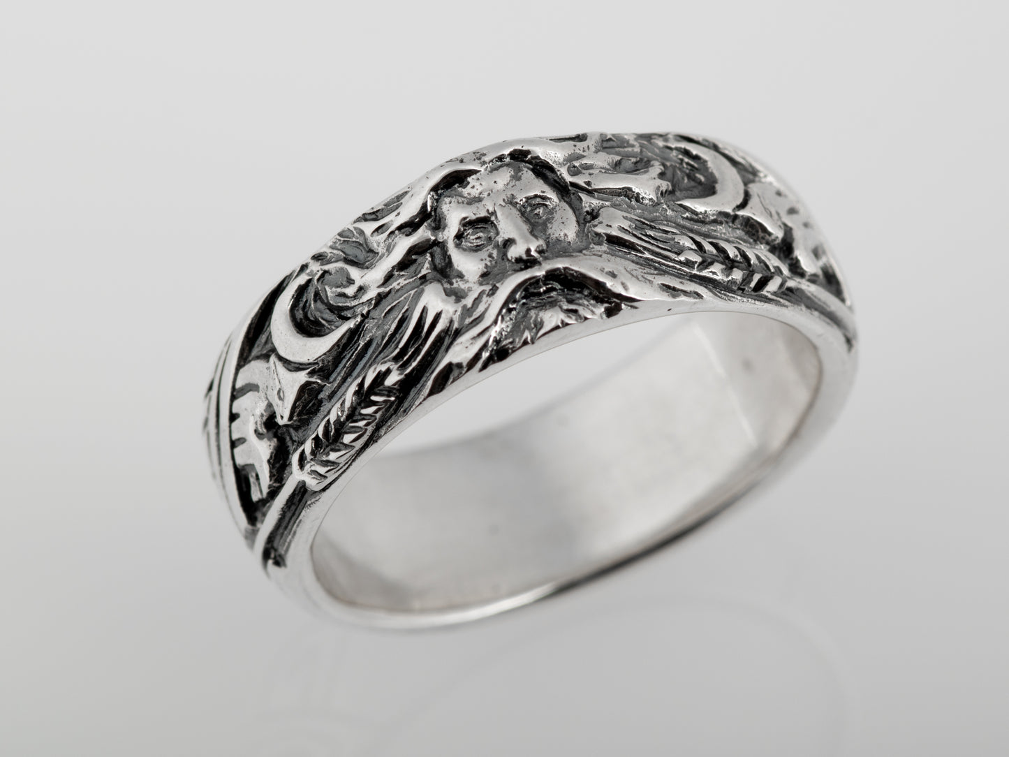 Silver ring Veles God slavic guard