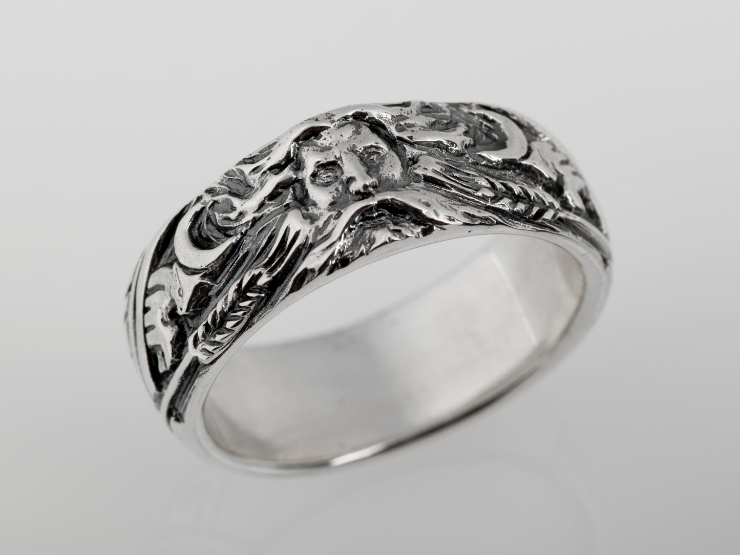 Silver ring Veles God slavic guard