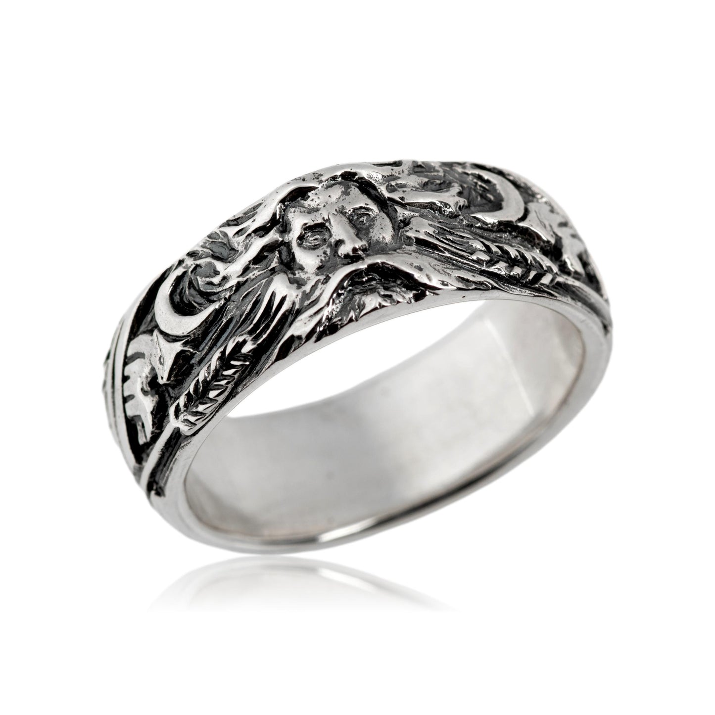 Silver ring Veles God slavic guard