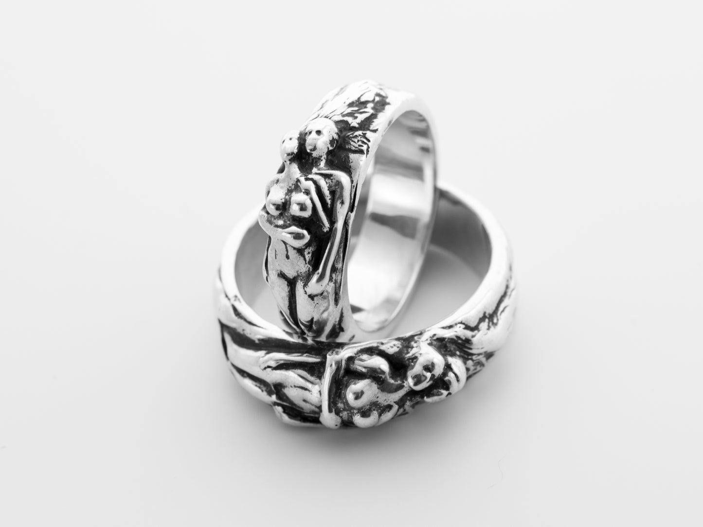 Slavic Couple Wedding Band – Sterling Silver Handmade Ring