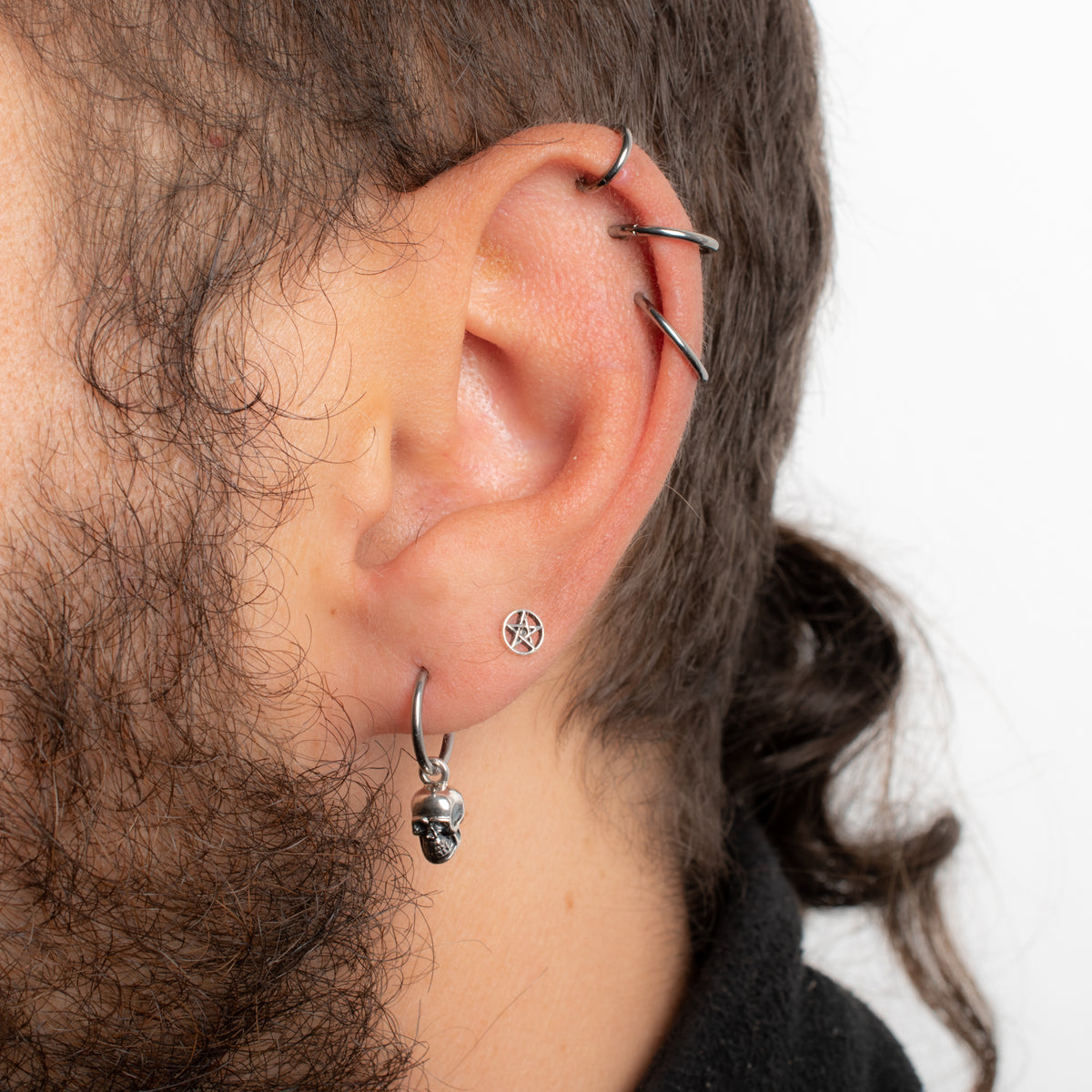 Pentagram Star Stud Earrings – Sterling Silver Pair | Witchy Gothic Jewelry