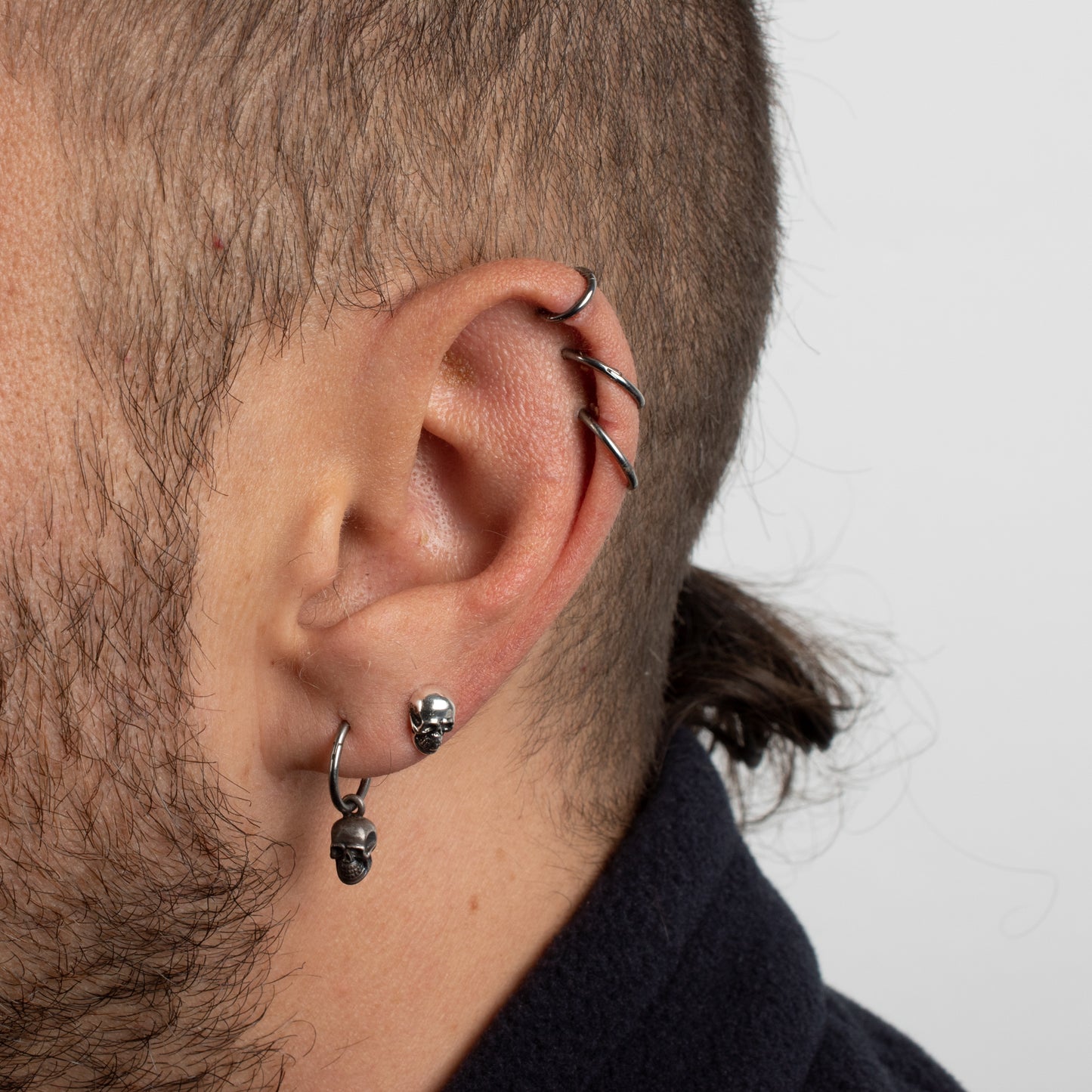 Skull earrings sterling silver small studs