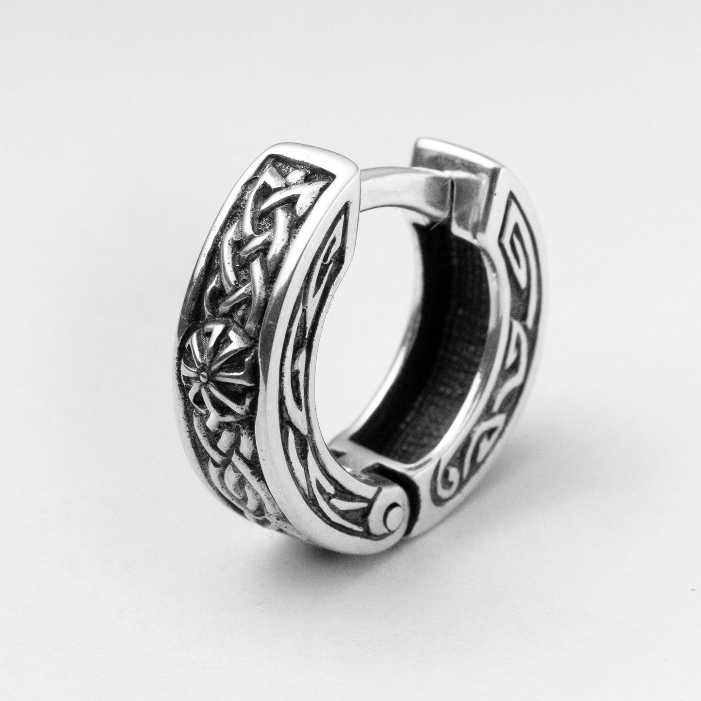 Hoop earrings celtic ornament sterling silver