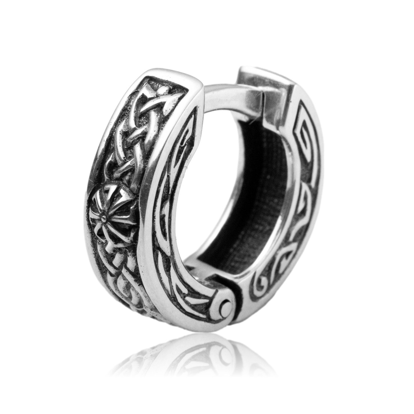 Hoop earrings celtic ornament sterling silver