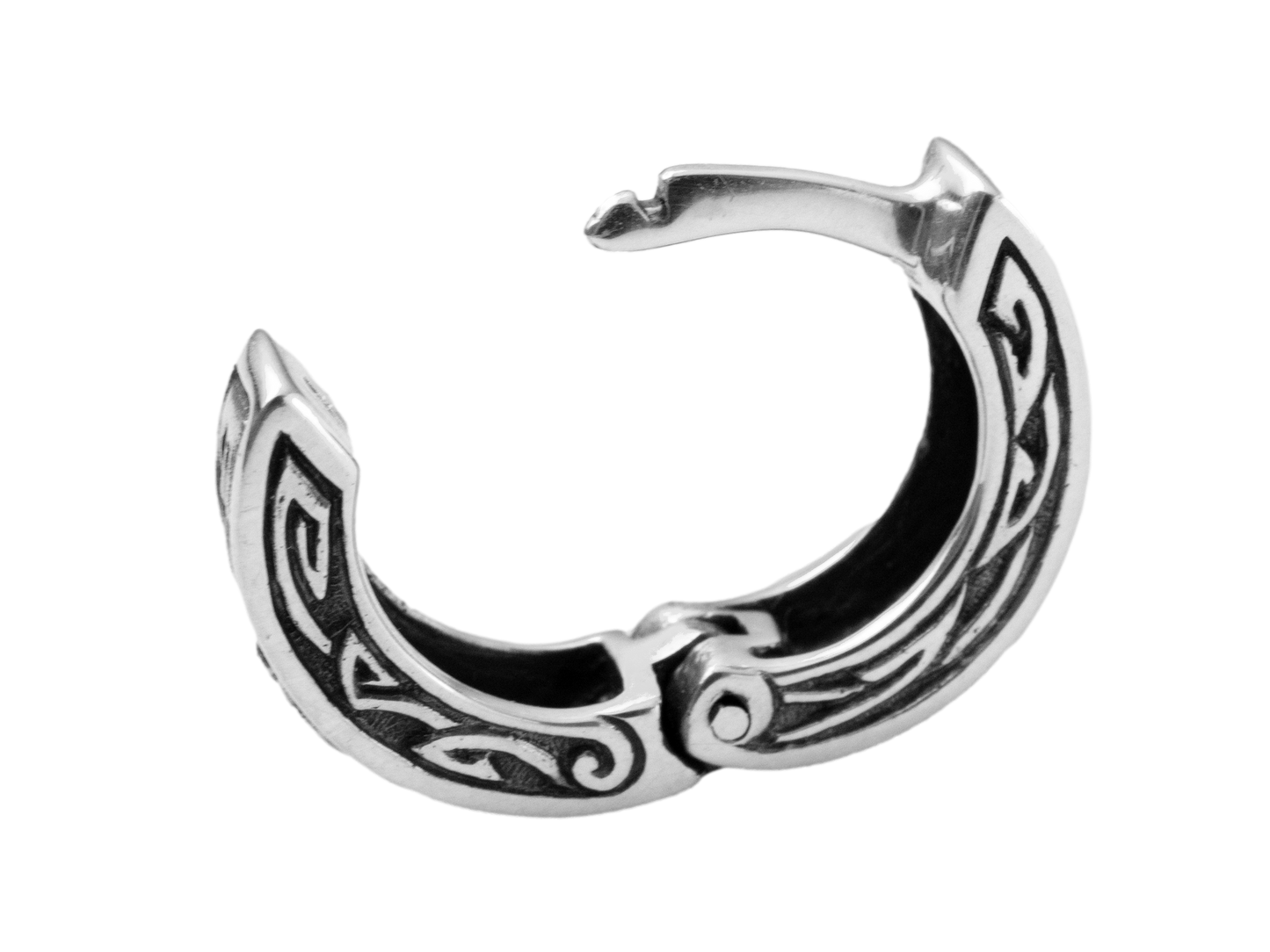 Hoop earrings celtic ornament sterling silver