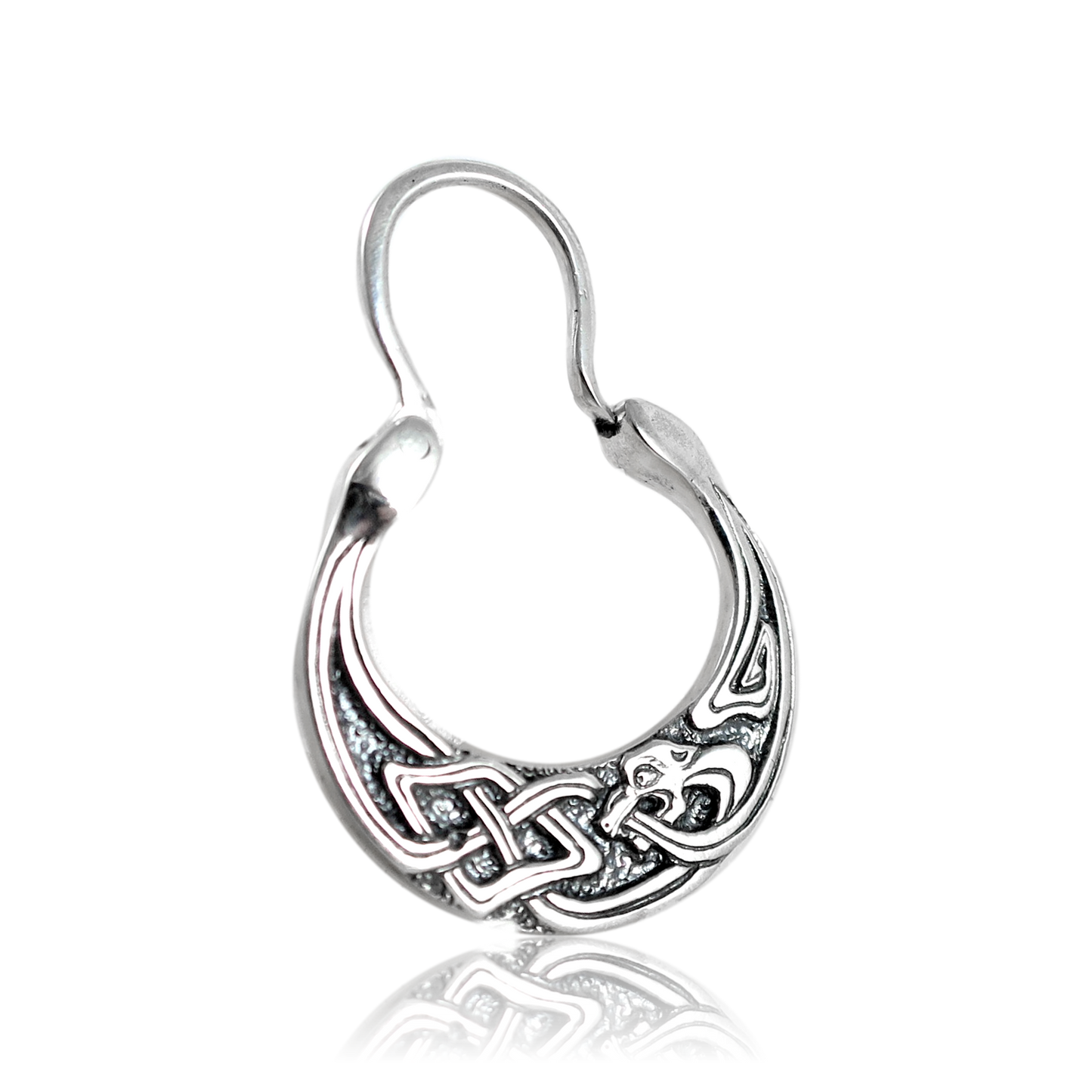 Men's 925 Sterling Silver Simargl Earring – 18x21mm Handmade