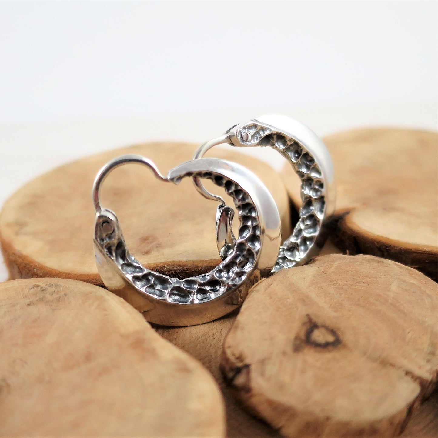 Sterling silver earrings forged viking jewelry